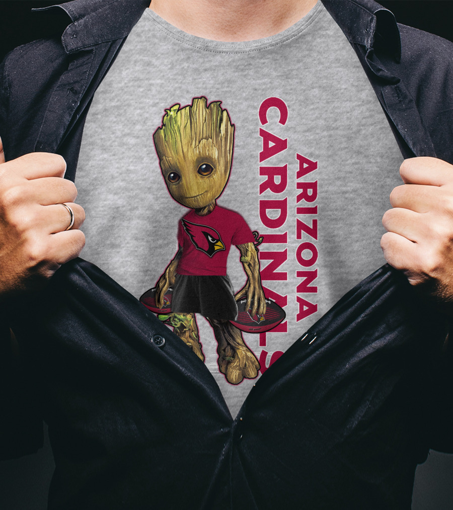 Groot Arizona Cardinals NFL Fan Art With Team Logo And Character T-Shirt