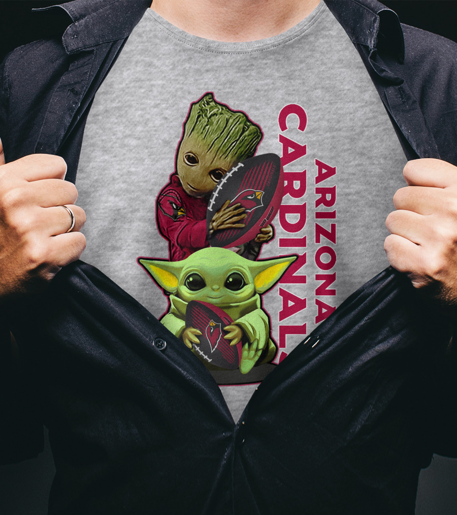 Grzd Arizona Cardinals Groot Baby Yoda Football T-Shirt