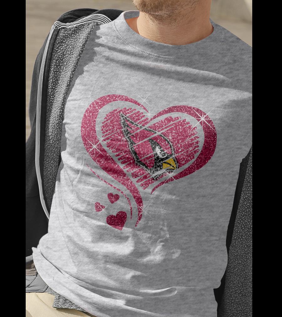 Heart Diamond Arizona Cardinals Sparkle Emblem T-Shirt