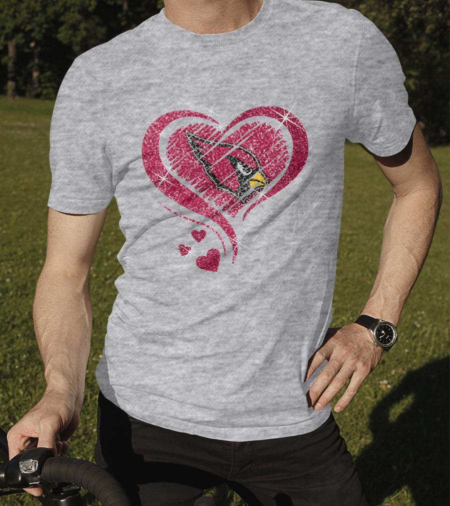 Heart Diamond Arizona Cardinals Sparkle Emblem T-Shirt