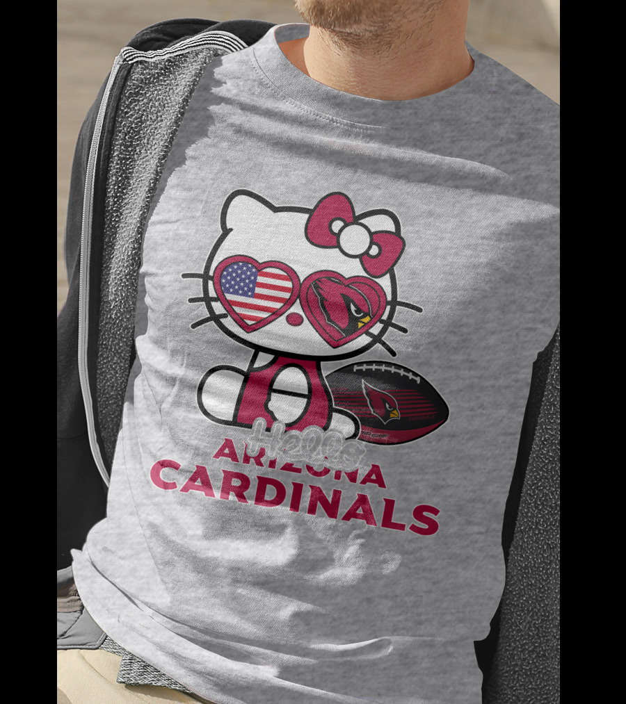 Hello Kitty Arizona Cardinals American Flag Football T-Shirt