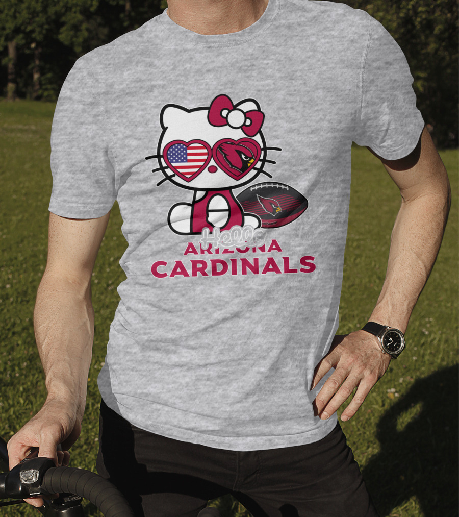 Hello Kitty Arizona Cardinals American Flag Football T-Shirt