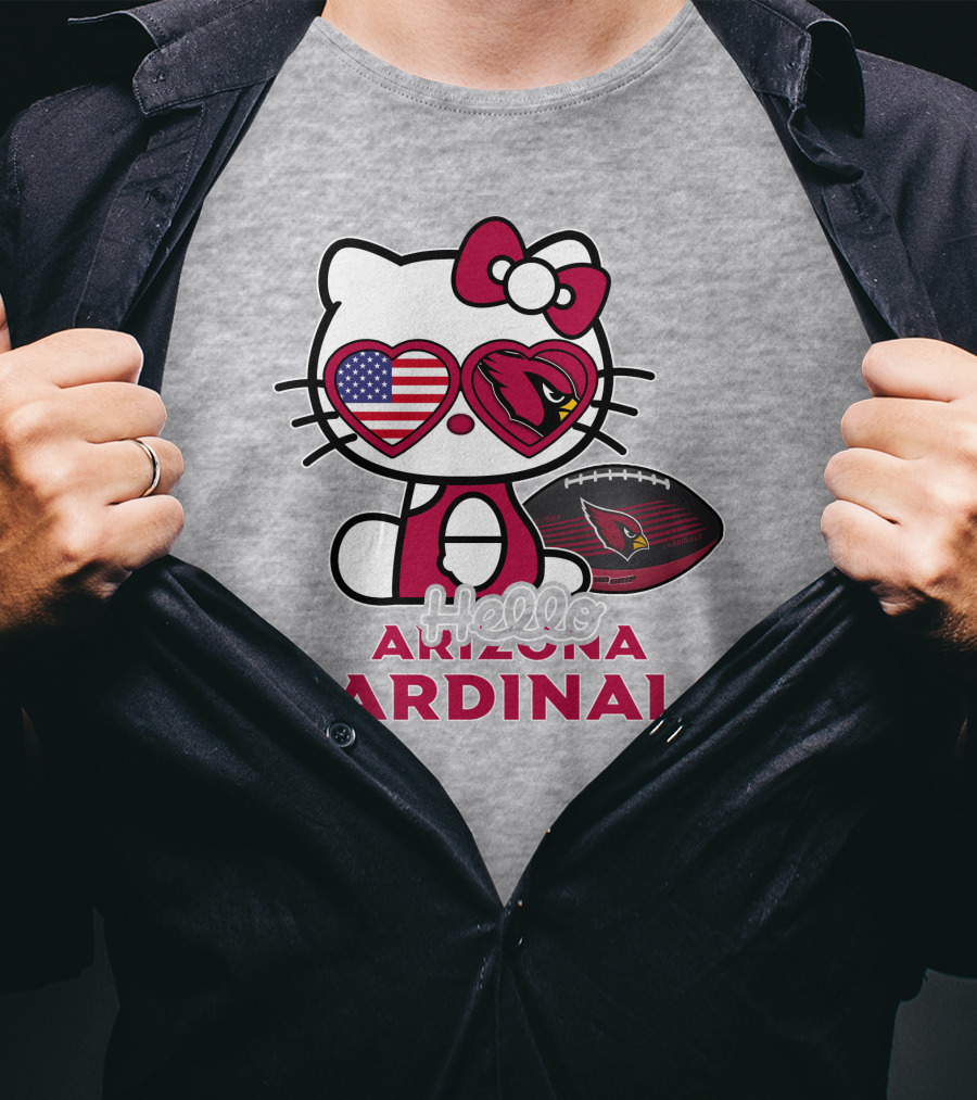 Hello Kitty Arizona Cardinals American Flag Football T-Shirt