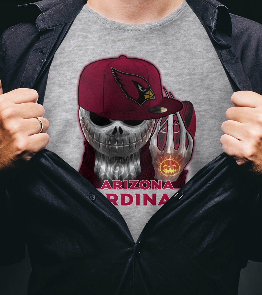 Arizona Cardinals Jackskull Pumpkin Helmet T-Shirt