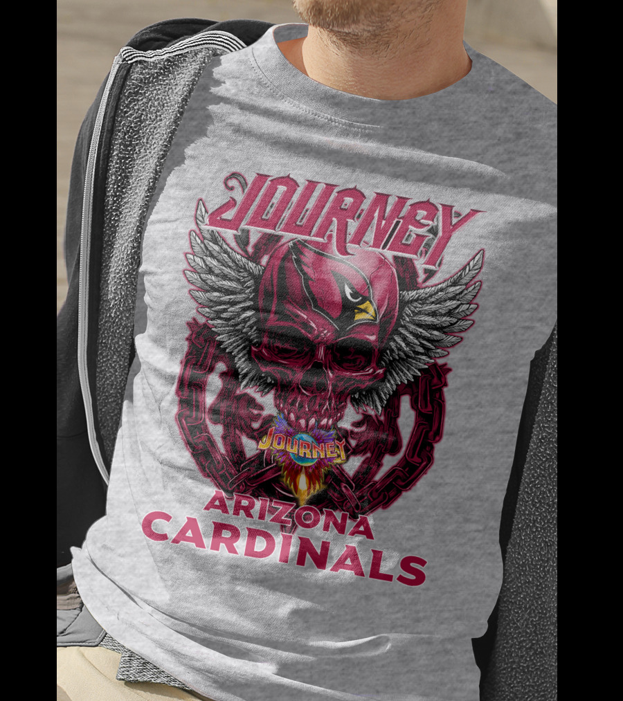 Journey Arizona Cardinals Skull Wings Flame T-Shirt