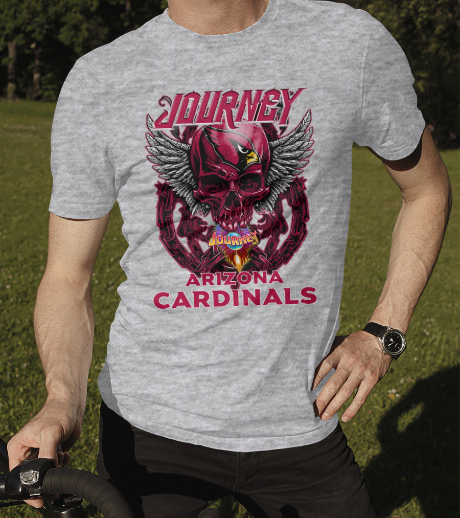 Journey Arizona Cardinals Skull Wings Flame T-Shirt