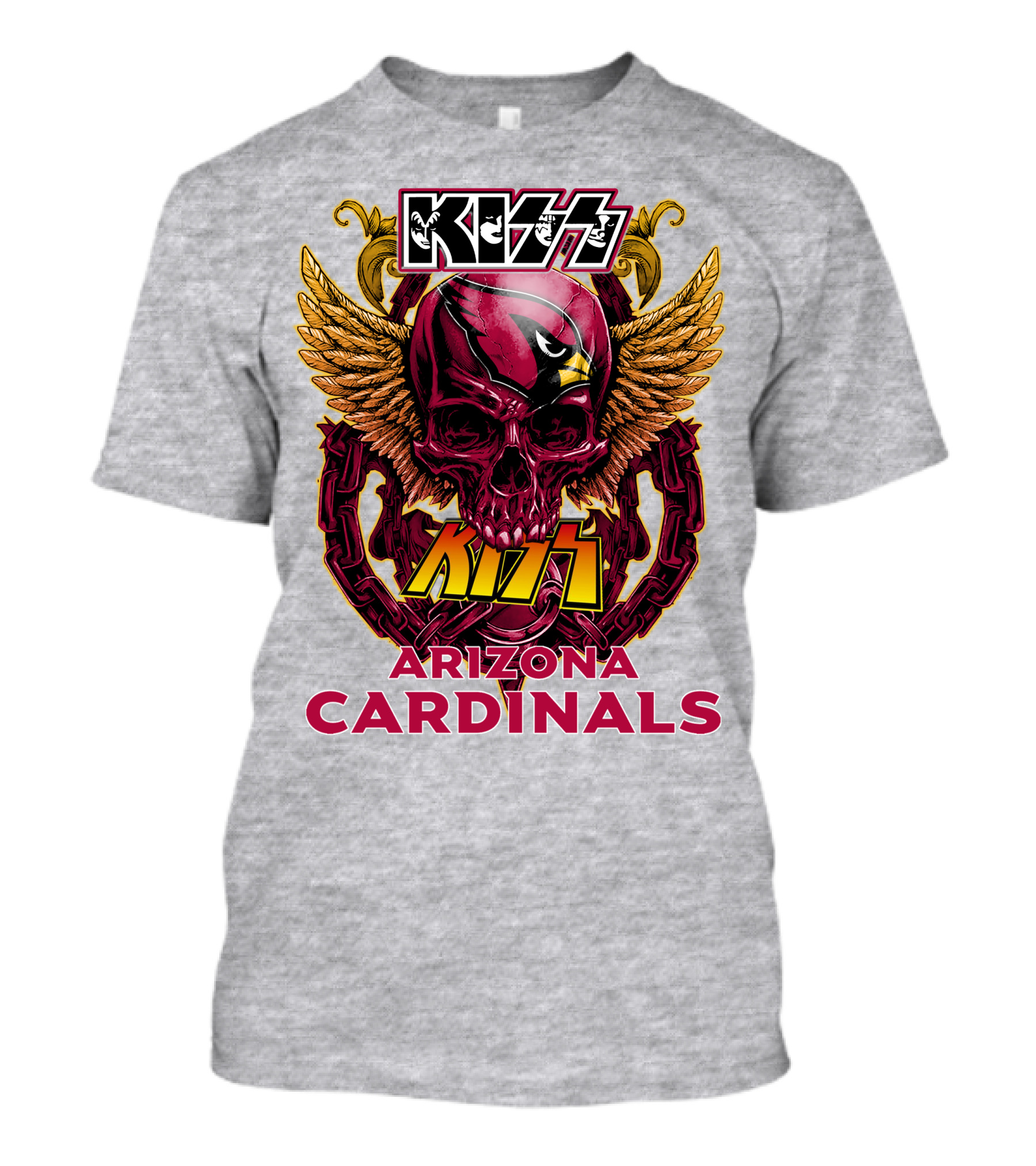 Kiss Arizona Cardinals Skull Wings T-Shirt