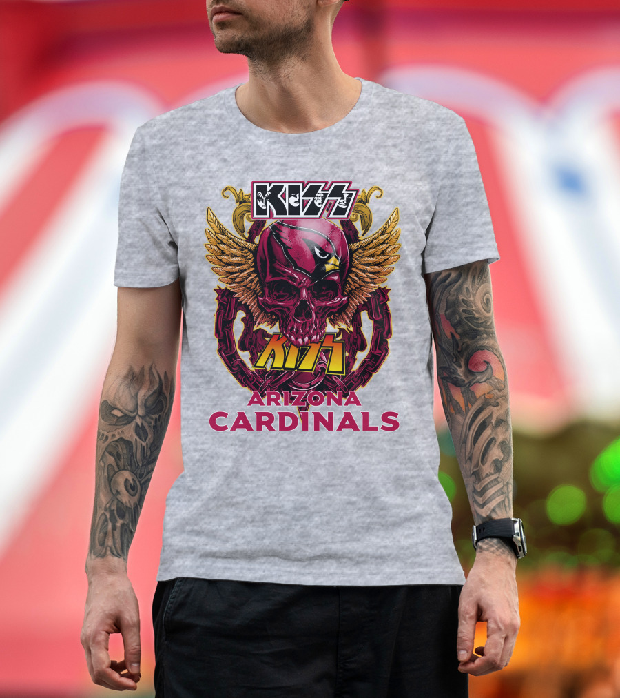 Kiss Arizona Cardinals Skull Wings T-Shirt