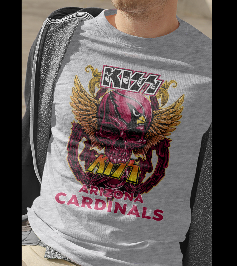 Kiss Arizona Cardinals Skull Wings T-Shirt