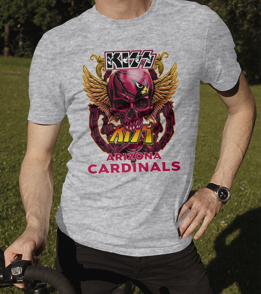 Kiss Arizona Cardinals Skull Wings T-Shirt