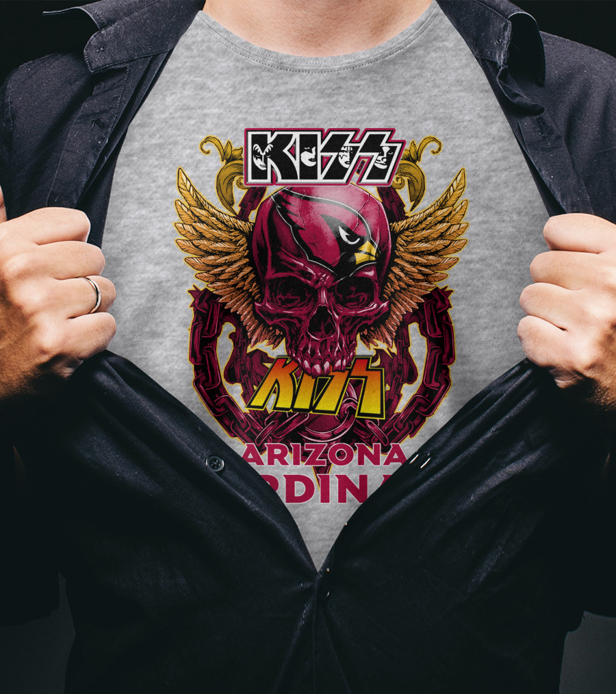 Kiss Arizona Cardinals Skull Wings T-Shirt