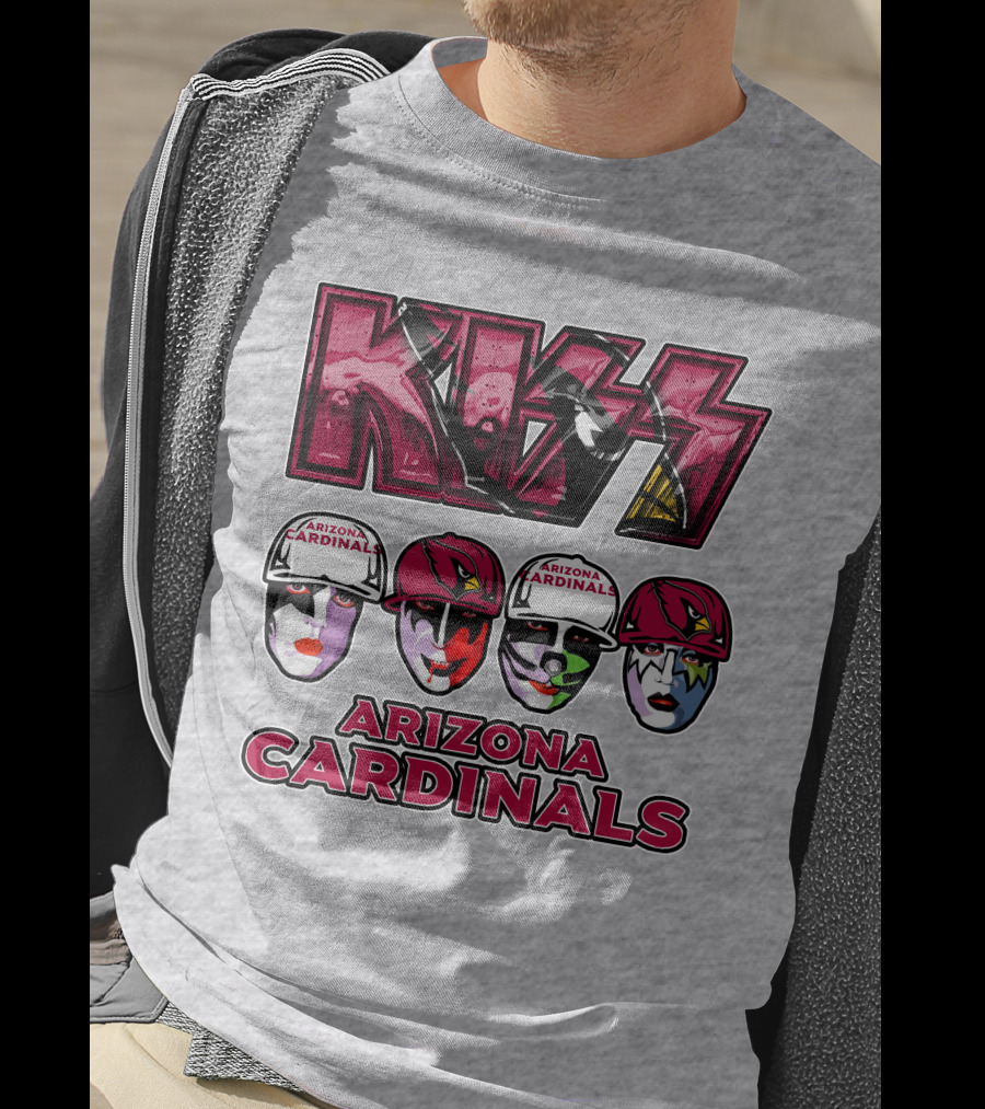 Kiss Arizona Cardinals Rock Band Helmet Faces T-Shirt