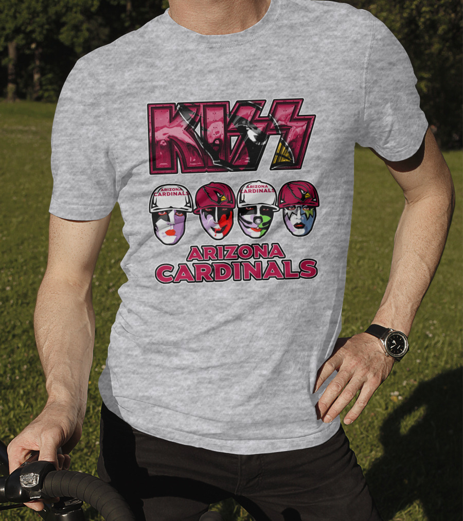 Kiss Arizona Cardinals Rock Band Helmet Faces T-Shirt