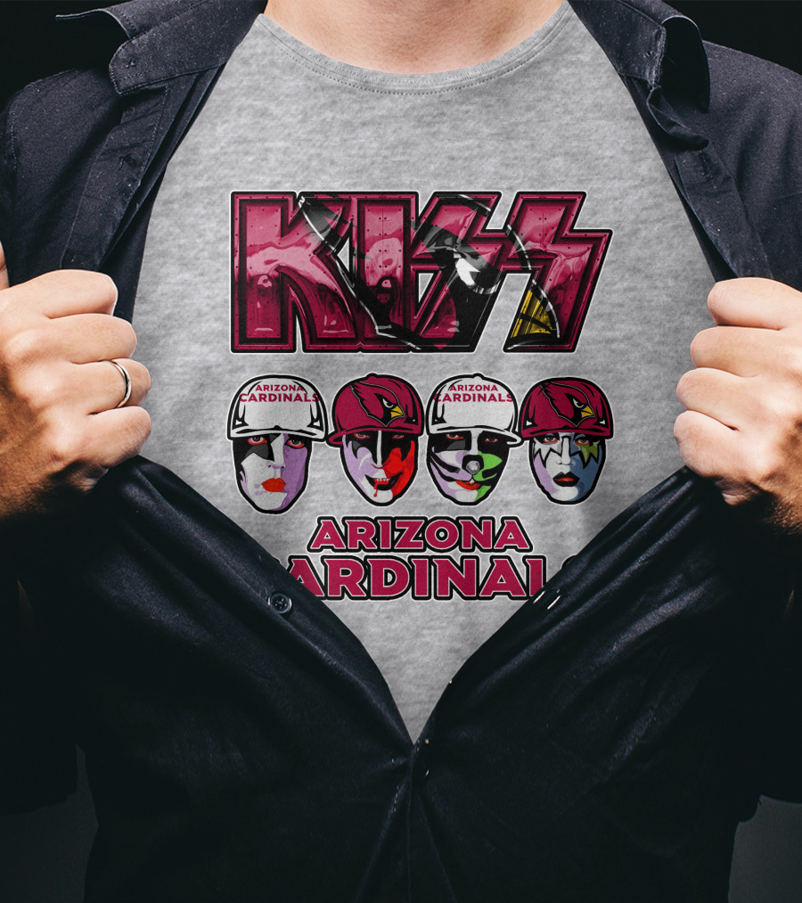Kiss Arizona Cardinals Rock Band Helmet Faces T-Shirt