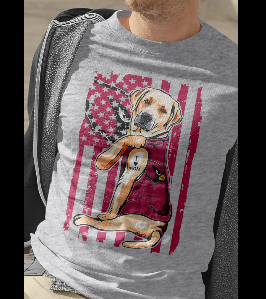 Labrador Retriever I Love Mom Arizona Cardinals Fan T-Shirt