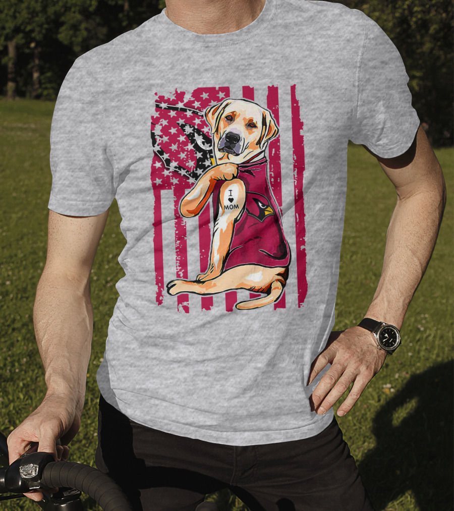 Labrador Retriever I Love Mom Arizona Cardinals Fan T-Shirt