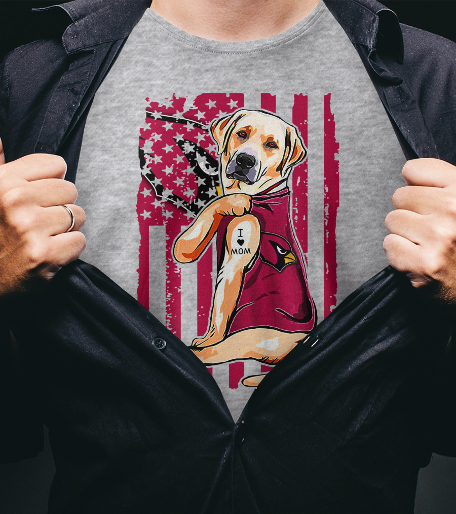 Labrador Retriever I Love Mom Arizona Cardinals Fan T-Shirt