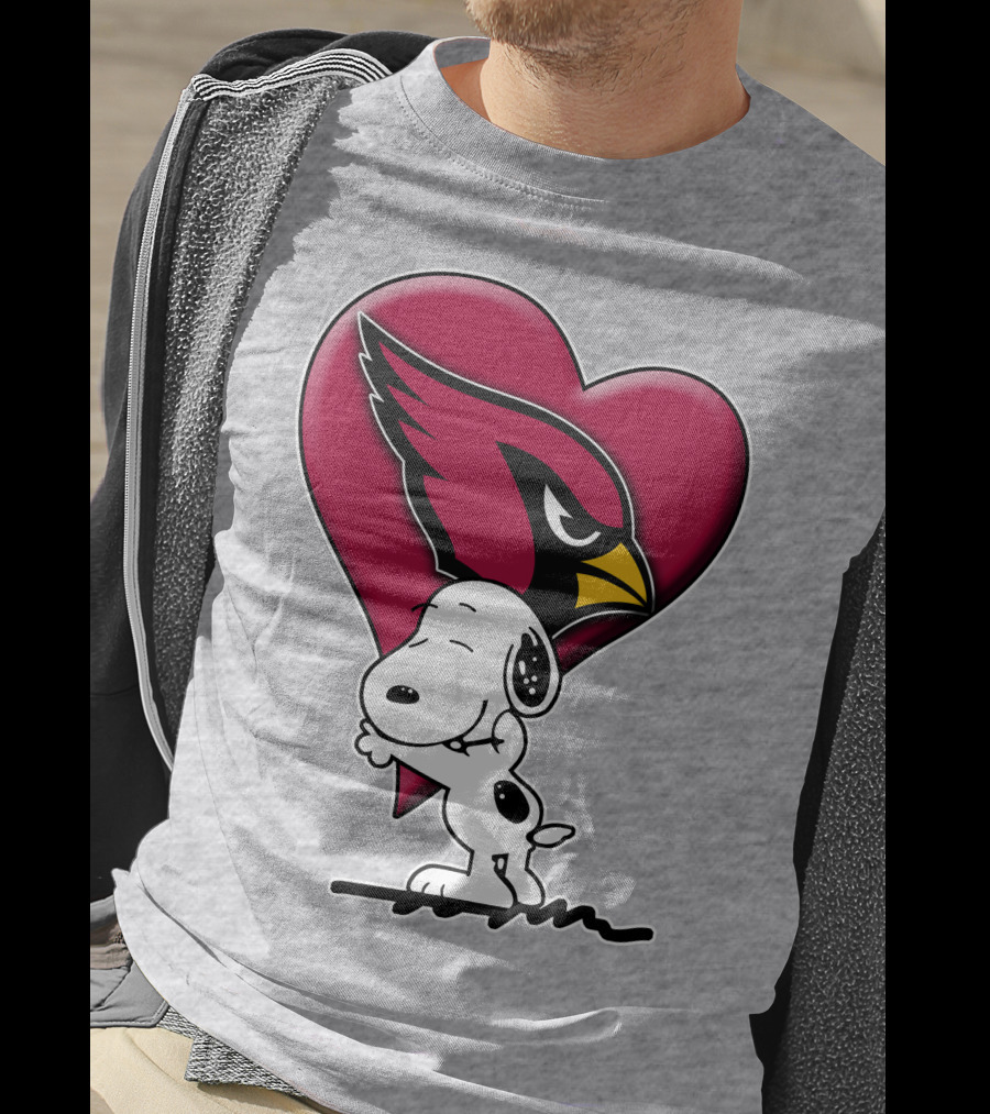 Snoopy Hugging Arizona Cardinals Heart T-Shirt