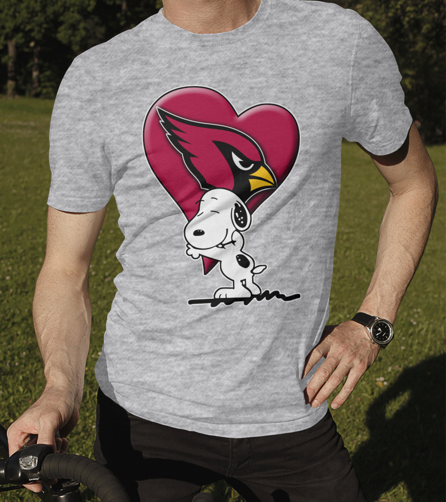Snoopy Hugging Arizona Cardinals Heart T-Shirt