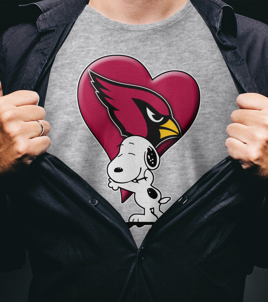 Snoopy Hugging Arizona Cardinals Heart T-Shirt