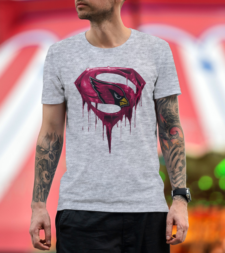 SPM Arizona Cardinals Dripping Super Hero Emblem T-Shirt