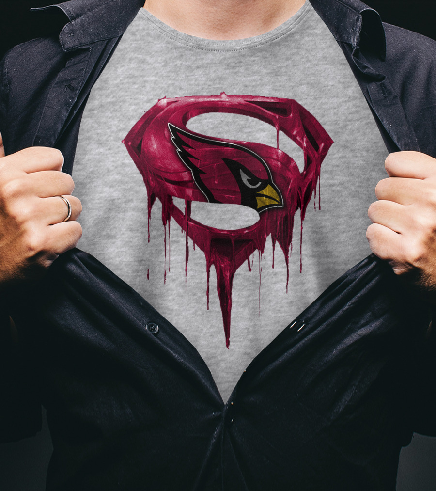 SPM Arizona Cardinals Dripping Super Hero Emblem T-Shirt