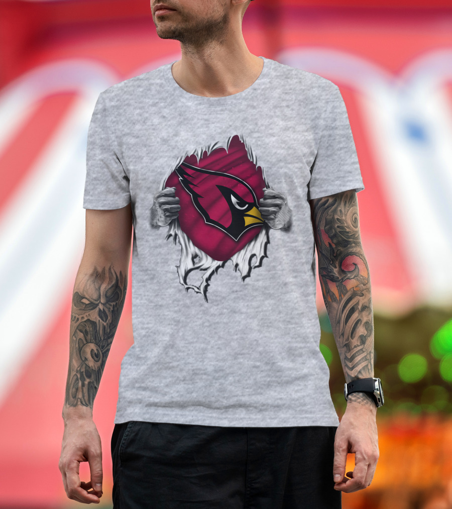 Torn Arizona Cardinals Logo Revealing Hidden Strength T-Shirt