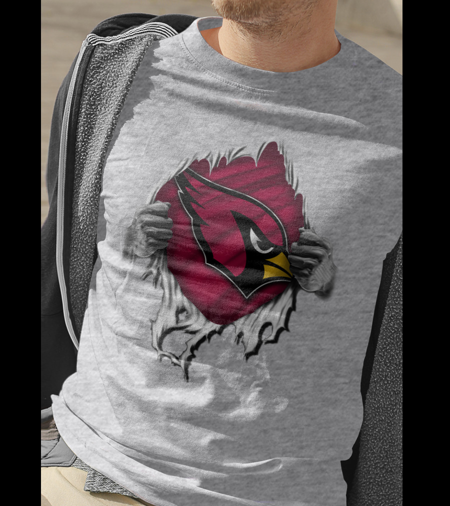 Torn Arizona Cardinals Logo Revealing Hidden Strength T-Shirt