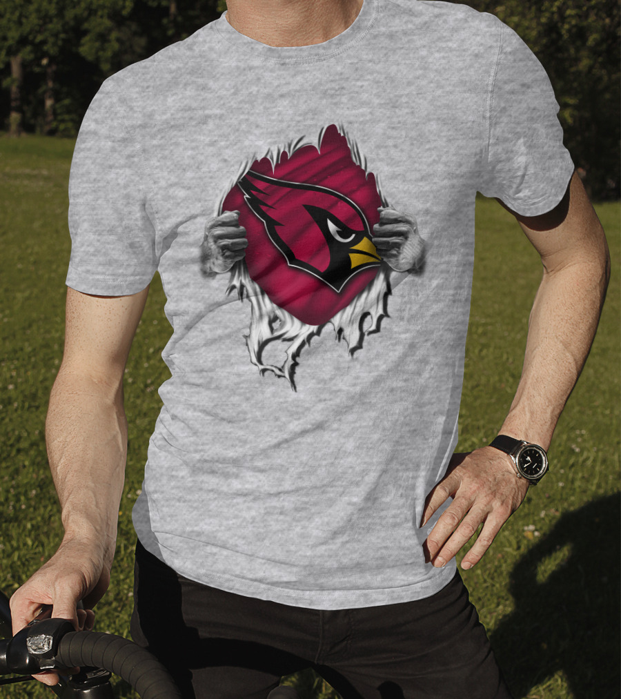 Torn Arizona Cardinals Logo Revealing Hidden Strength T-Shirt