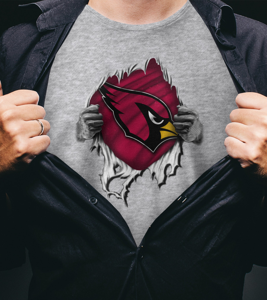 Torn Arizona Cardinals Logo Revealing Hidden Strength T-Shirt