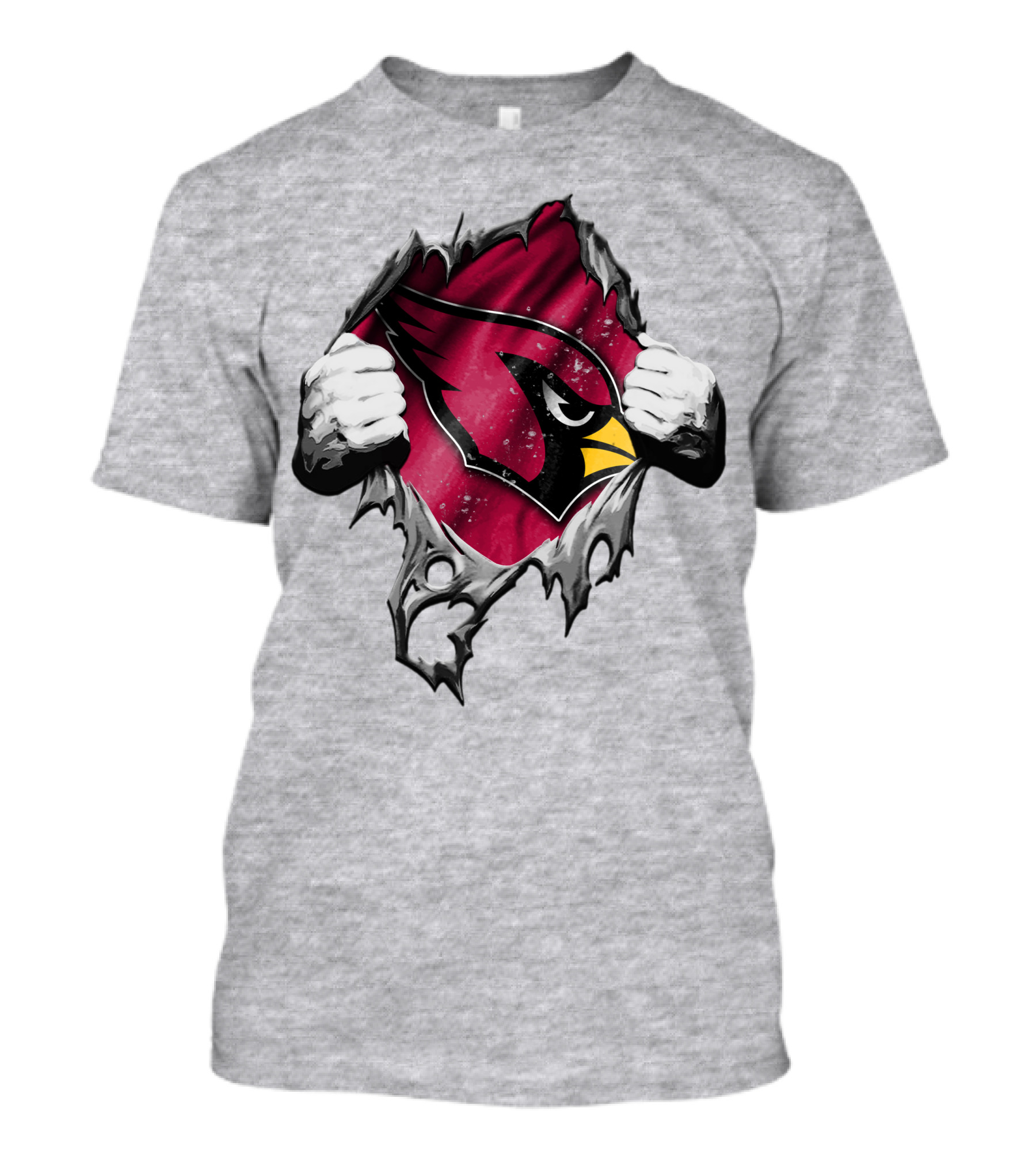 Torn Arizona Cardinals Logo With Ripped Effect And Aggressive Mascot Burst T-Shirt