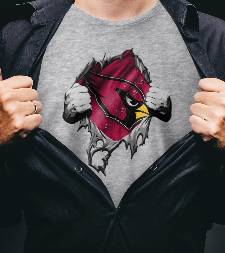 Torn Arizona Cardinals Logo With Ripped Effect And Aggressive Mascot Burst T-Shirt
