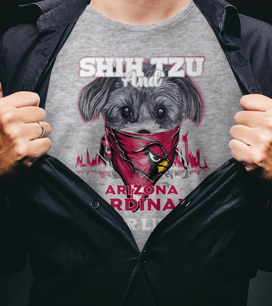 Shih Tzu And Arizona Cardinals For Life T-Shirt