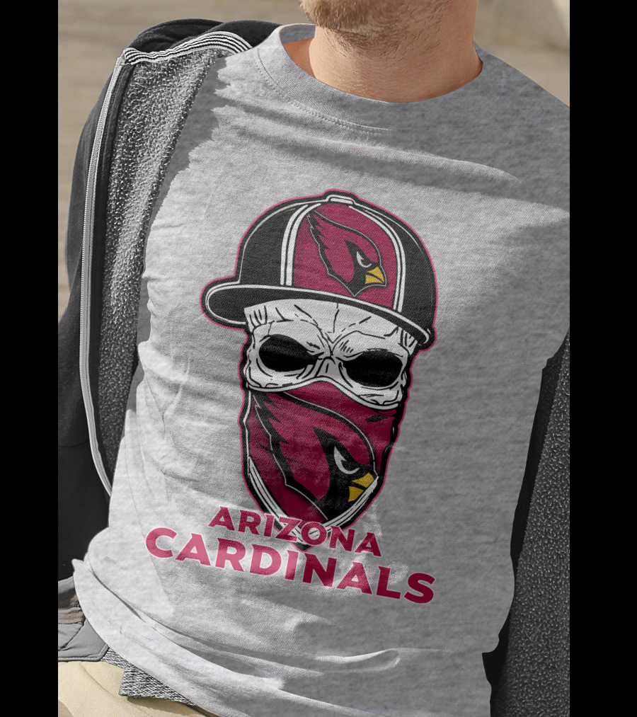 Arizona Cardinals Skull Hat T-Shirt
