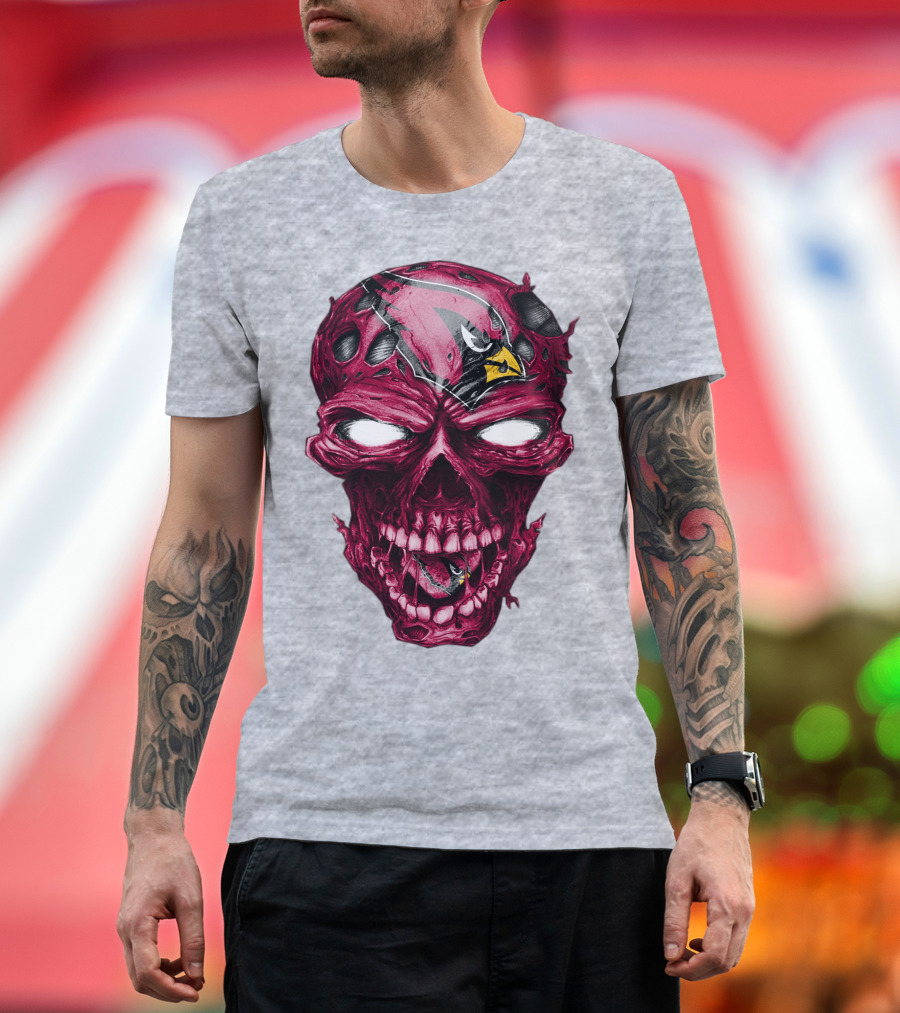 Skull V2 Arizona Cardinals Logo Fusion T-Shirt