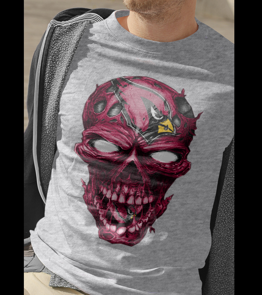 Skull V2 Arizona Cardinals Logo Fusion T-Shirt