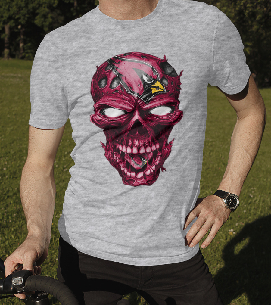 Skull V2 Arizona Cardinals Logo Fusion T-Shirt