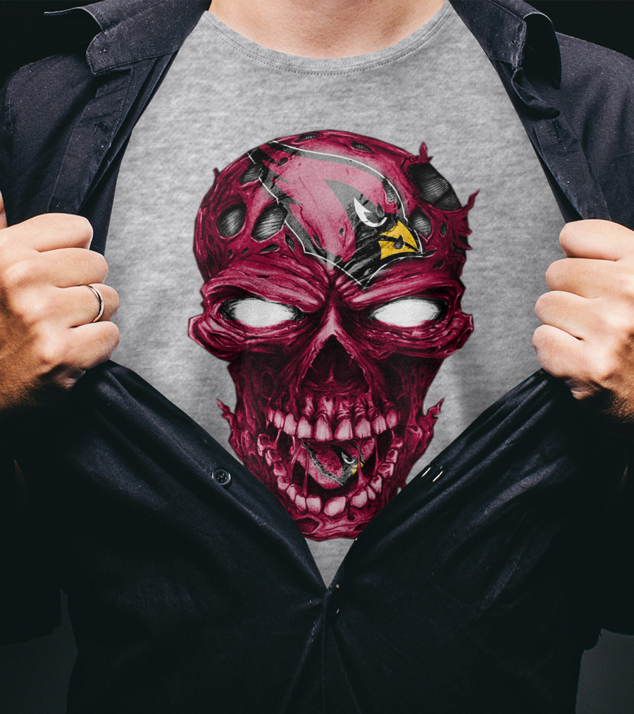 Skull V2 Arizona Cardinals Logo Fusion T-Shirt