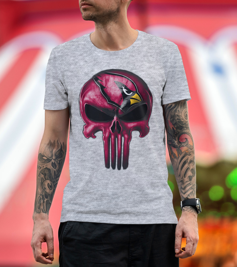 Skull Arizona Cardinals Logo Face T-Shirt