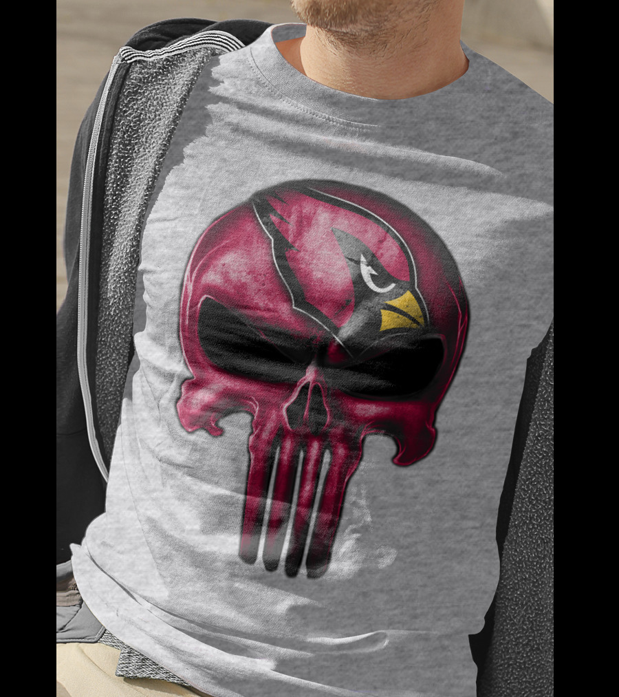 Skull Arizona Cardinals Logo Face T-Shirt
