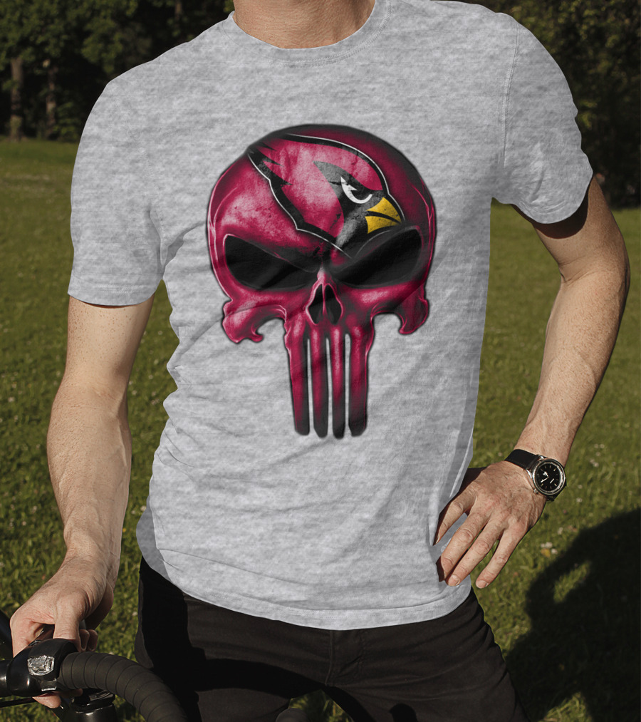 Skull Arizona Cardinals Logo Face T-Shirt