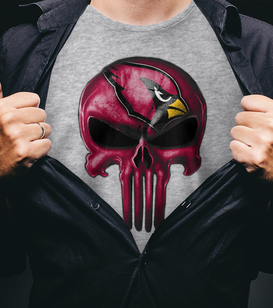 Skull Arizona Cardinals Logo Face T-Shirt