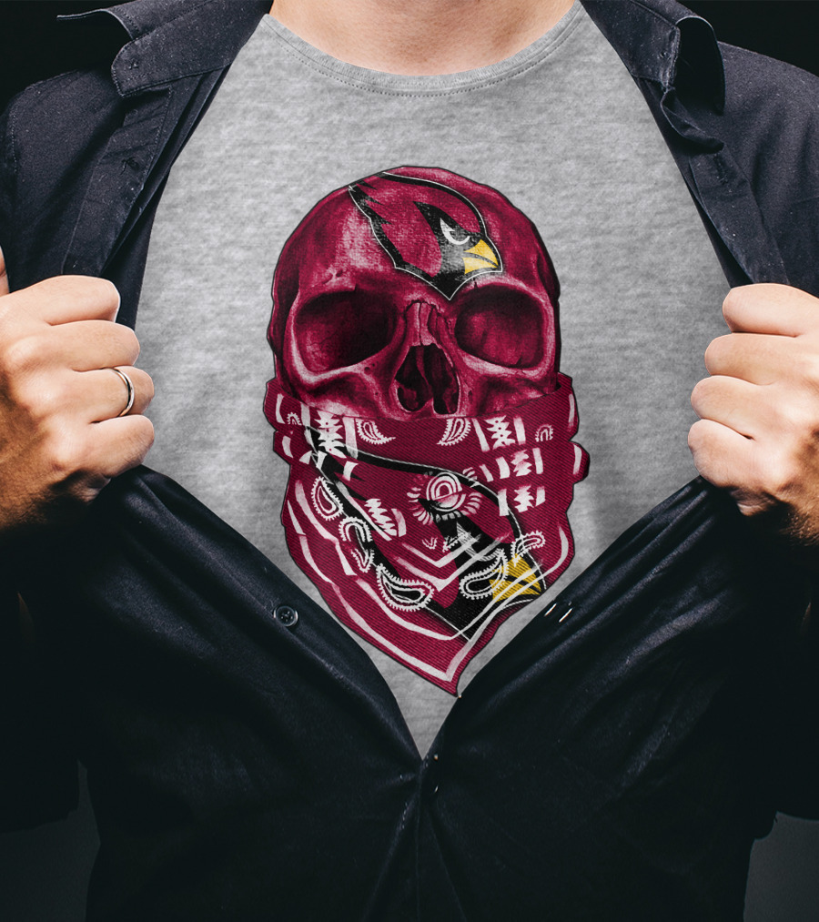 Arizona Cardinals Skull Bandana V5 T-Shirt