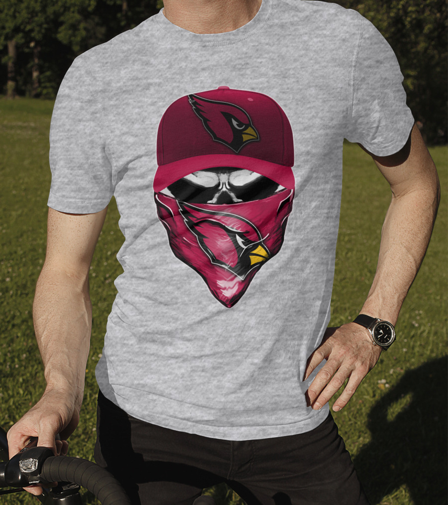 Skull V6 Arizona Cardinals Bold Logo Hat And Bandana T-Shirt