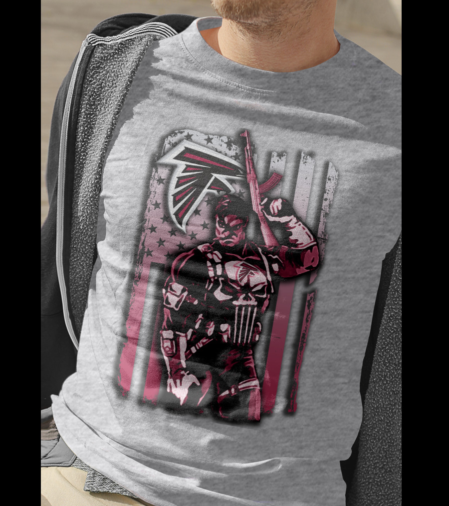 Atlanta Falcons Punisher Soldier American Flag T-Shirt