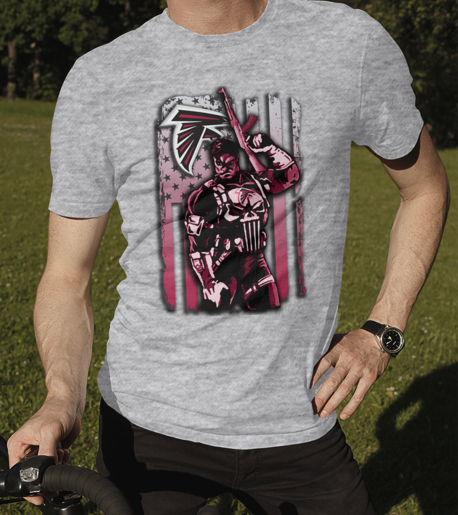 Atlanta Falcons Punisher Soldier American Flag T-Shirt