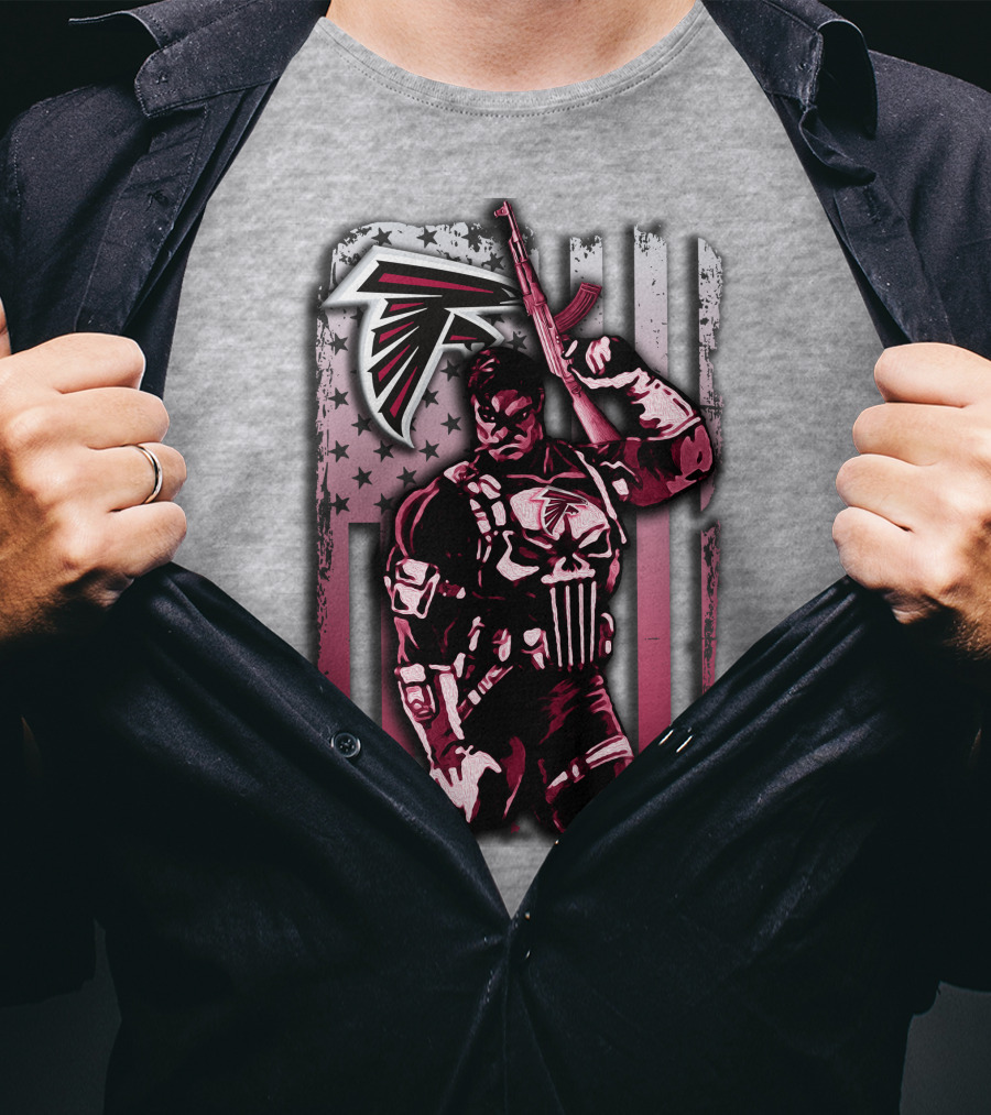 Atlanta Falcons Punisher Soldier American Flag T-Shirt