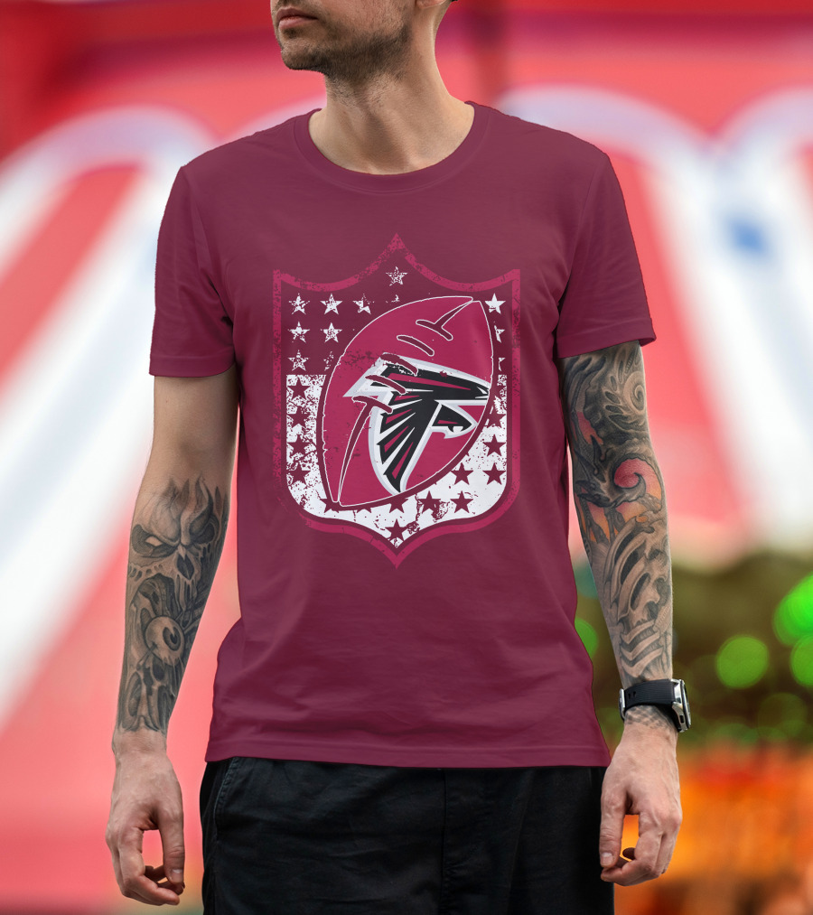Atlanta Falcons Nfl Logo Shield 42 Red Football Stars T-Shirt