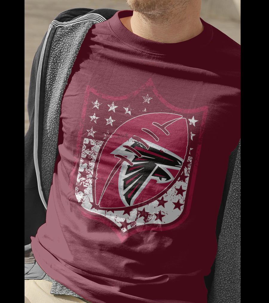 Atlanta Falcons Nfl Logo Shield 42 Red Football Stars T-Shirt