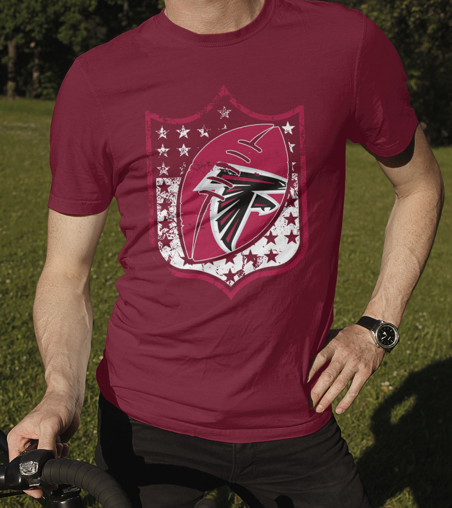 Atlanta Falcons Nfl Logo Shield 42 Red Football Stars T-Shirt